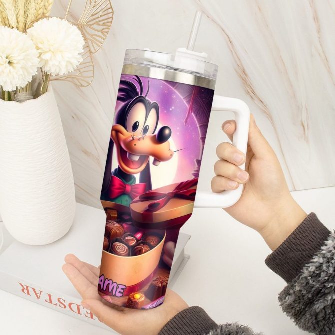 Goofy Cartoon Custom Stanley Quencher 40Oz Stainless Steel Tumbler With Handle - Image 4