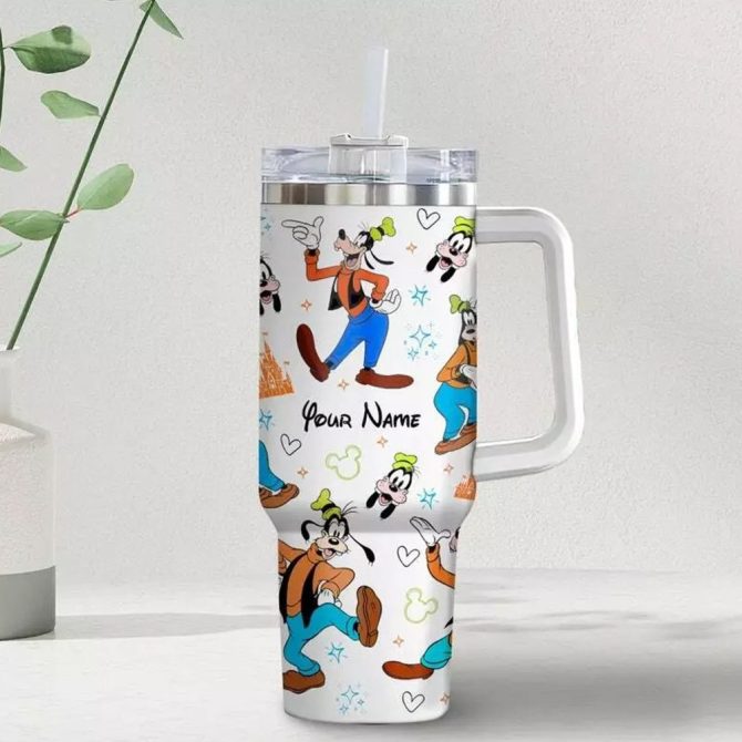 Goofy Cartoon Custom Stanley Quencher 40Oz Stainless Steel Tumbler With Handle - Image 2
