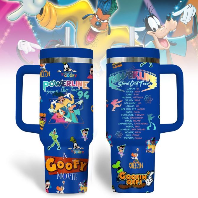 Goofy Cartoon Custom Stanley Quencher 40Oz Stainless Steel Tumbler With Handle