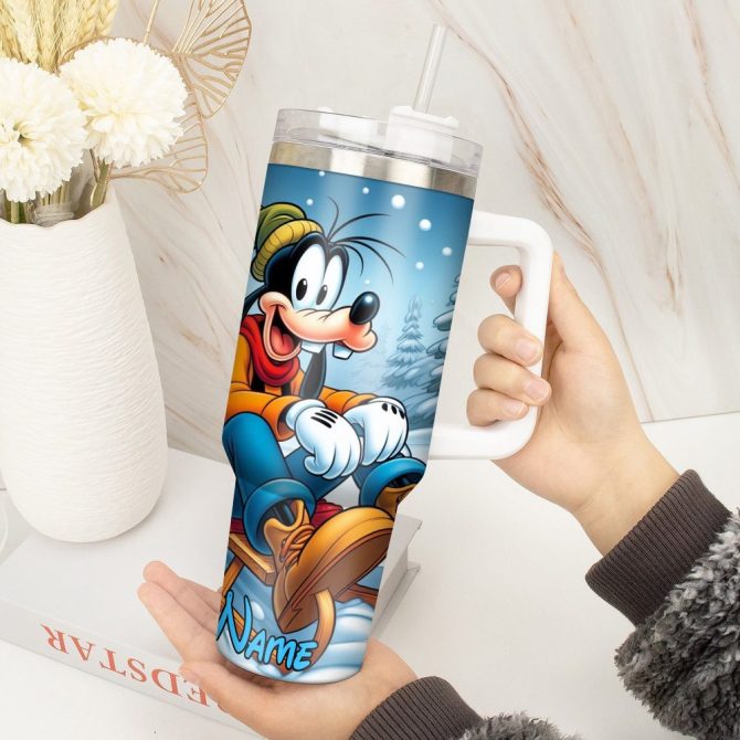 Goofy Cartoon Custom Stanley Quencher 40Oz Stainless Steel Tumbler With Handle - Image 2