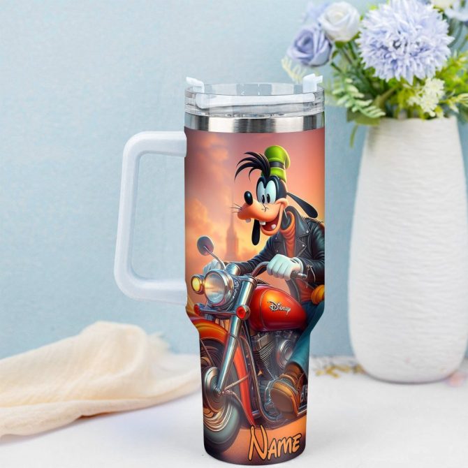 Goofy Cartoon Custom Stanley Quencher 40Oz Stainless Steel Tumbler With Handle - Image 4