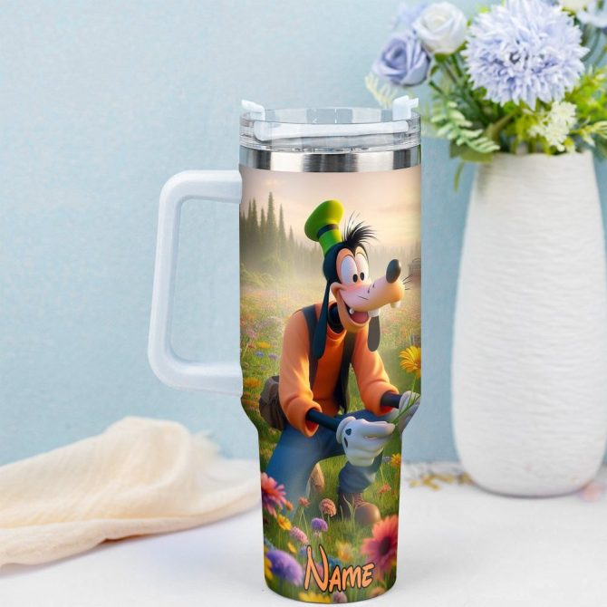 Goofy Cartoon Custom Stanley Quencher 40Oz Stainless Steel Tumbler With Handle - Image 4