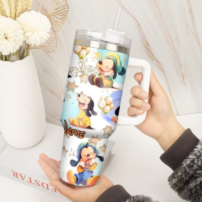 Goofy Cartoon Custom Stanley Quencher 40Oz Stainless Steel Tumbler With Handle - Image 4