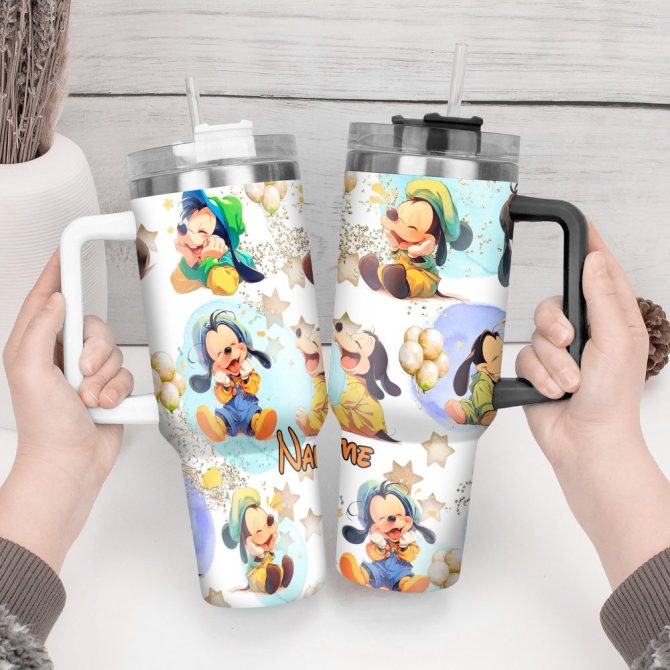 Goofy Cartoon Custom Stanley Quencher 40Oz Stainless Steel Tumbler With Handle - Image 3