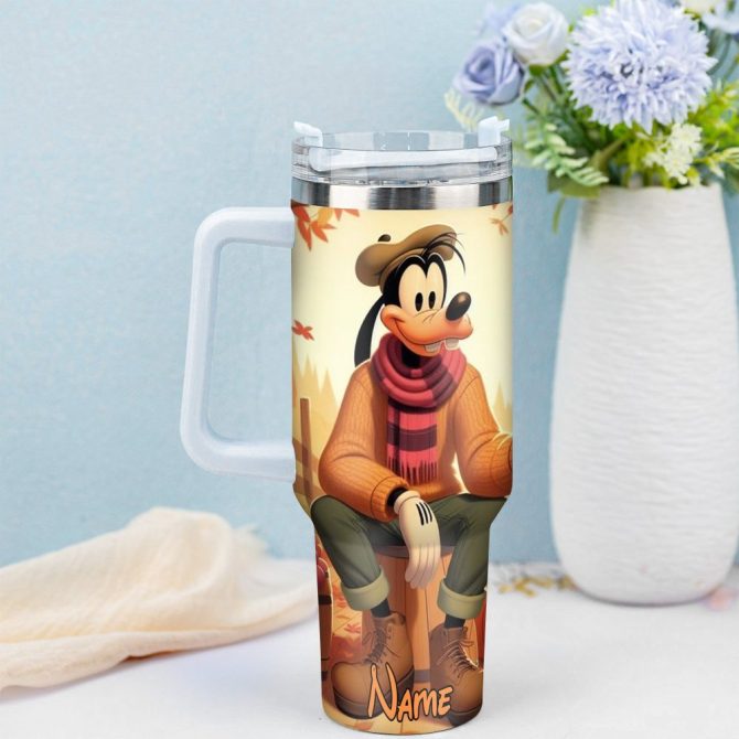 Goofy Cartoon Custom Stanley Quencher 40Oz Stainless Steel Tumbler With Handle - Image 4