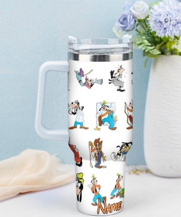 Goofy Cartoon Custom Stanley Quencher 40Oz Stainless Steel Tumbler With Handle