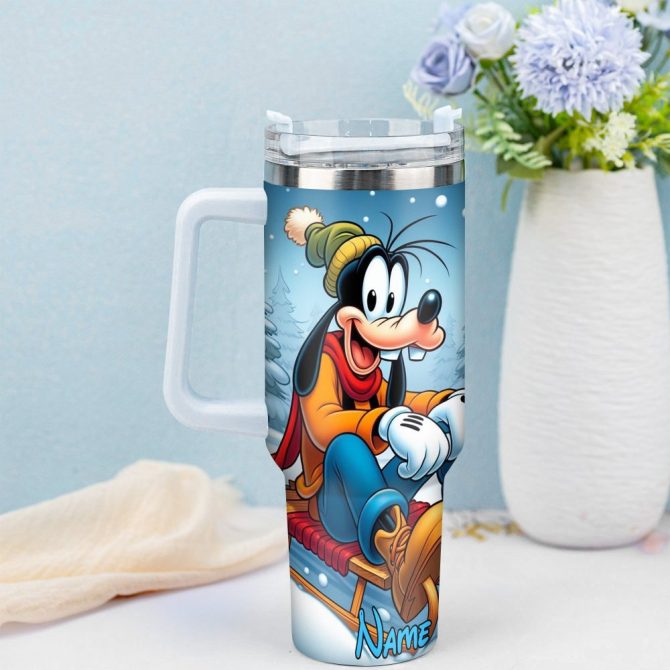 Goofy Cartoon Custom Stanley Quencher 40Oz Stainless Steel Tumbler With Handle - Image 3