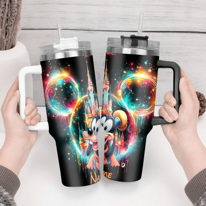 Goofy Cartoon Custom Stanley Quencher 40Oz Stainless Steel Tumbler With Handle - Image 2