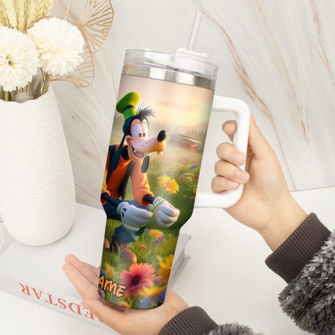 Goofy Cartoon Custom Stanley Quencher 40Oz Stainless Steel Tumbler With Handle - Image 2