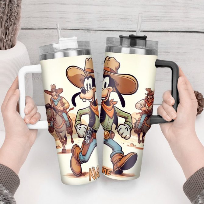Goofy Cartoon Custom Stanley Quencher 40Oz Stainless Steel Tumbler With Handle - Image 3