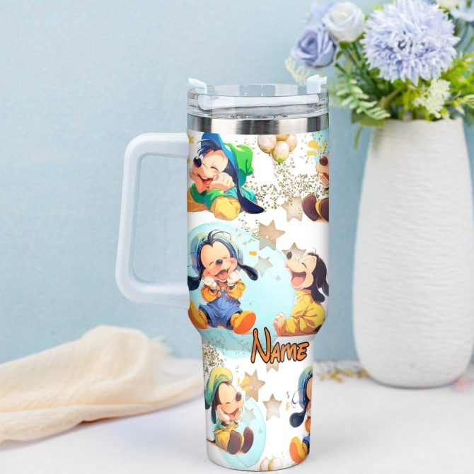 Goofy Cartoon Custom Stanley Quencher 40Oz Stainless Steel Tumbler With Handle - Image 2