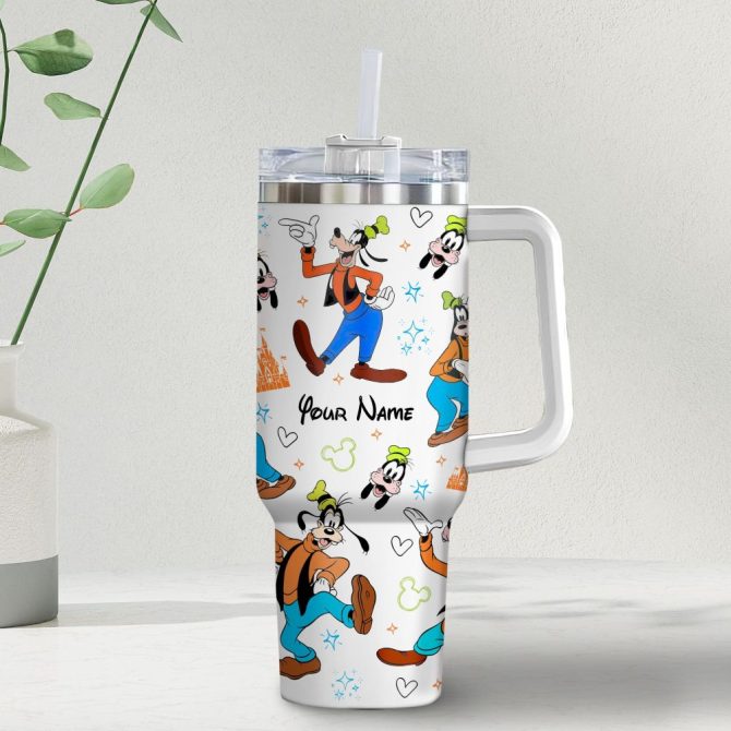 Goofy Disney Cartoon Custom Stanley Quencher 40Oz Stainless Steel Tumbler With Handle
