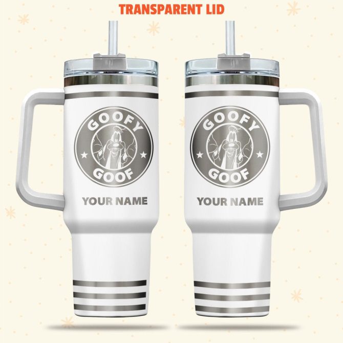 Goofy Disney Cartoon Custom Stanley Quencher 40Oz Stainless Steel Tumbler With Handle