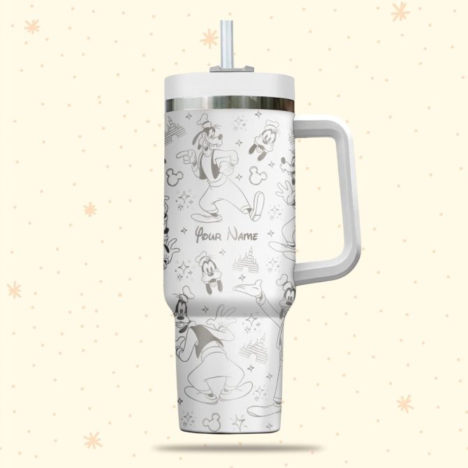 Goofy Disney Cartoon Custom Stanley Quencher 40Oz Stainless Steel Tumbler With Handle - Image 2