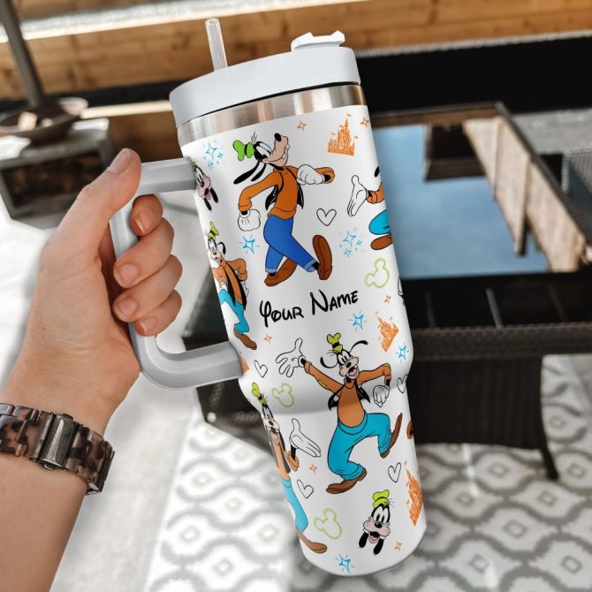 Goofy Disney Cartoon Custom Stanley Quencher 40Oz Stainless Steel Tumbler With Handle - Image 2
