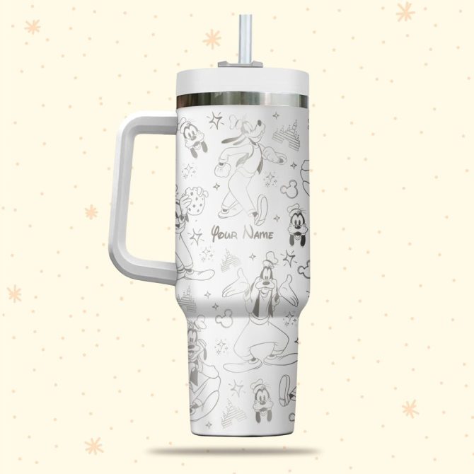 Goofy Disney Cartoon Custom Stanley Quencher 40Oz Stainless Steel Tumbler With Handle