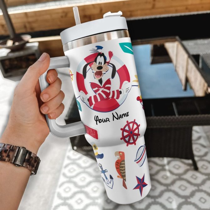 Goofy Disney Cartoon Custom Stanley Quencher 40Oz Stainless Steel Tumbler With Handle - Image 2
