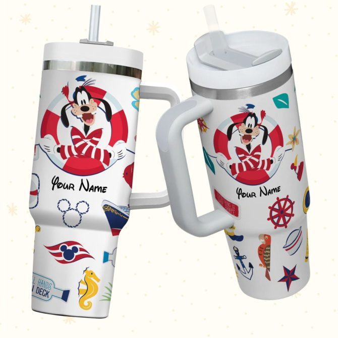Goofy Disney Cartoon Custom Stanley Quencher 40Oz Stainless Steel Tumbler With Handle - Image 3