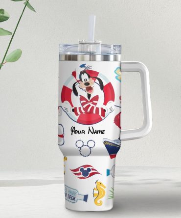 Goofy Disney Cartoon Custom Stanley Quencher 40Oz Stainless Steel Tumbler With Handle