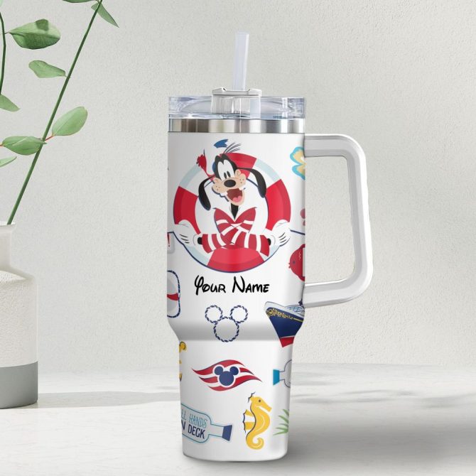 Goofy Disney Cartoon Custom Stanley Quencher 40Oz Stainless Steel Tumbler With Handle