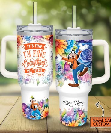 Goofy Mickey Mouse And Friends Cartoon Custom Stanley Quencher 40Oz Stainless Steel Tumbler With Handle