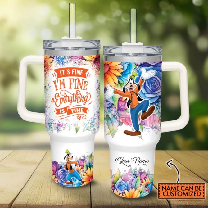 Goofy Mickey Mouse And Friends Cartoon Custom Stanley Quencher 40Oz Stainless Steel Tumbler With Handle