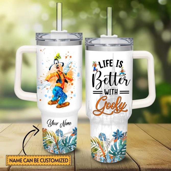 Goofy Mickey Mouse And Friends Cartoon Custom Stanley Quencher 40Oz Stainless Steel Tumbler With Handle