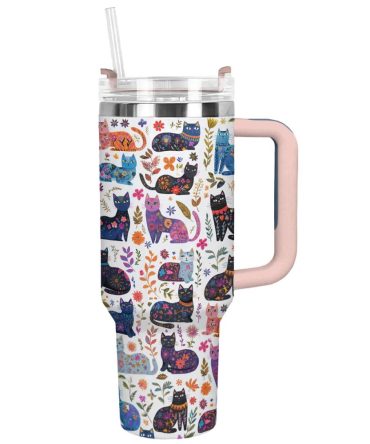 Gorgeous Cat Garden Custom Stanley Quencher 40Oz Stainless Steel Tumbler With Handle