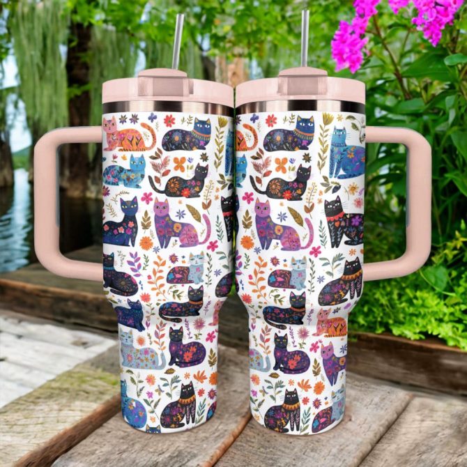 Gorgeous Cat Garden Custom Stanley Quencher 40Oz Stainless Steel Tumbler With Handle - Image 2