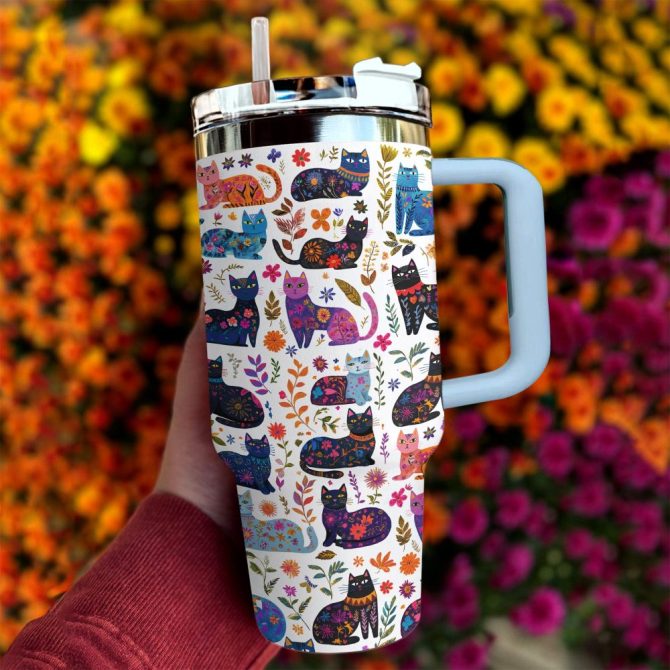 Gorgeous Cat Garden Custom Stanley Quencher 40Oz Stainless Steel Tumbler With Handle - Image 4
