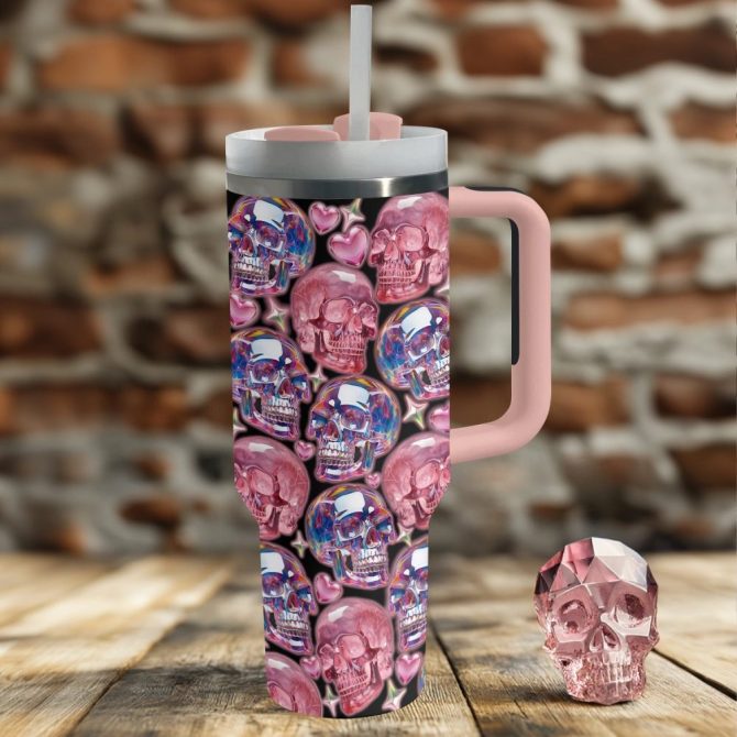 Gothic Skull Custom Stanley Quencher 40Oz Stainless Steel Tumbler With Handle - Image 2