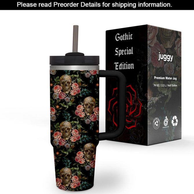 Gothic Skulls Custom Stanley Quencher 40Oz Stainless Steel Tumbler - Image 2