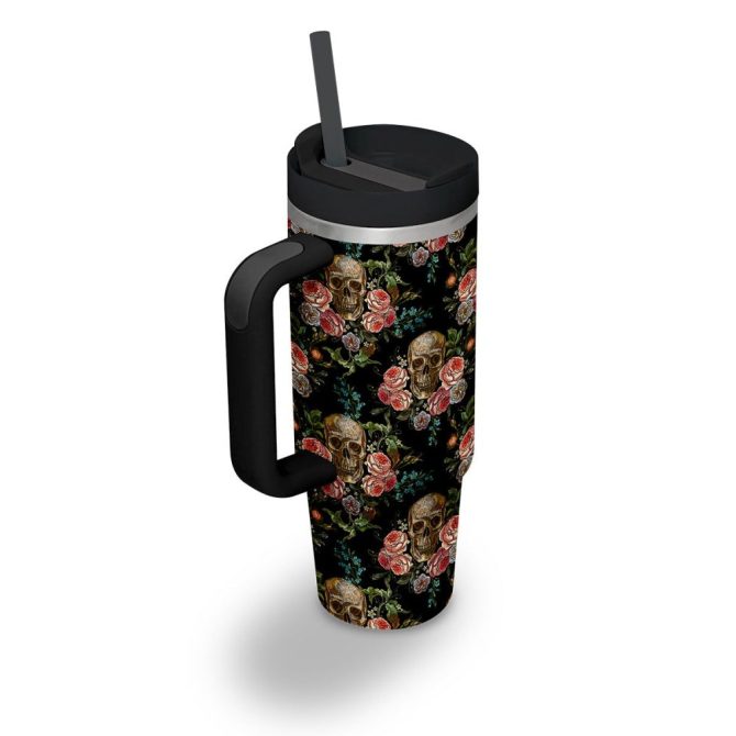 Gothic Skulls Custom Stanley Quencher 40Oz Stainless Steel Tumbler - Image 3