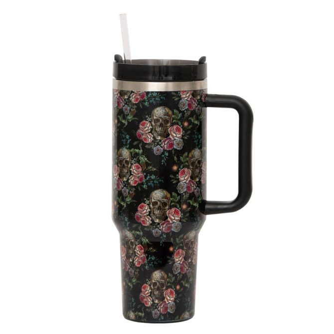 Gothic Skulls Custom Stanley Quencher 40Oz Stainless Steel Tumbler - Image 6