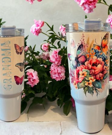 Grandma With Flowers Custom Stanley Quencher 40Oz Stainless Steel Tumbler
