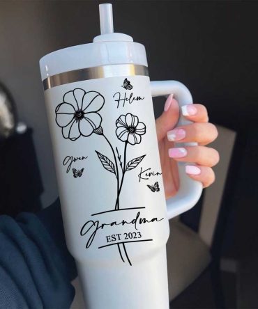 Grandma With Grandkids Custom Stanley Quencher 40Oz Stainless Steel Tumbler
