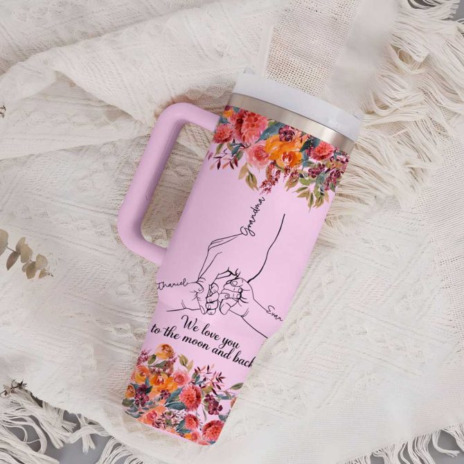 Grandma With Grandkids Custom Stanley Quencher 40Oz Stainless Steel Tumbler