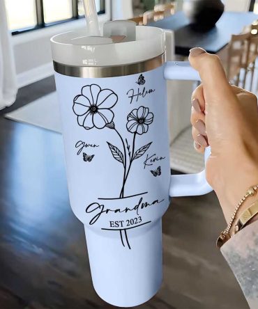 Grandma With Grandkids Custom Stanley Quencher 40Oz Stainless Steel Tumbler