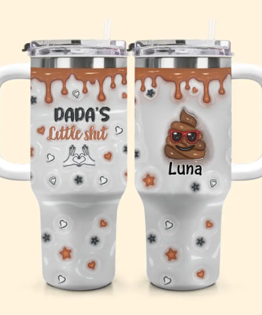 Grandpa #8217;S Little Shits Custom Stanley Quencher 40Oz Stainless Steel Tumbler With Handle