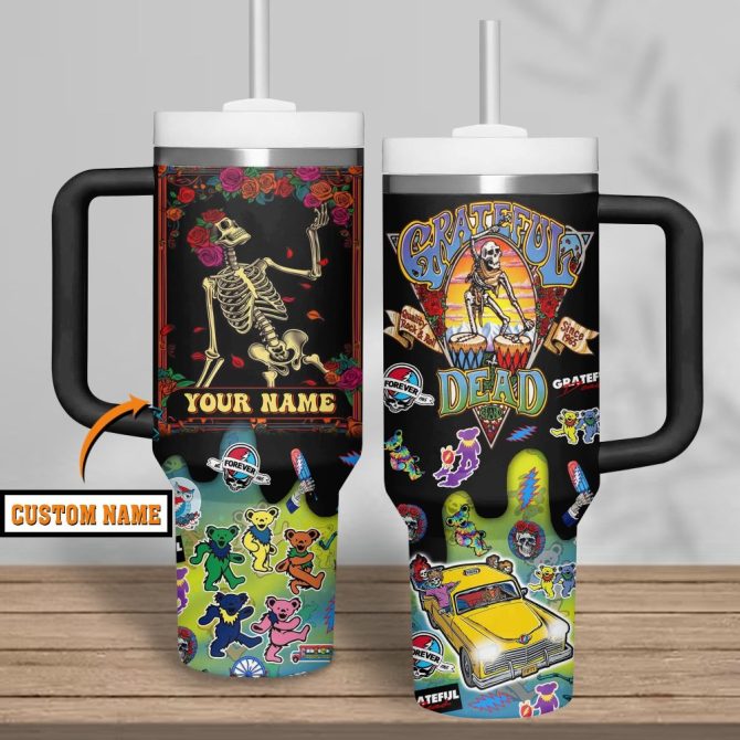Grateful Dead Music Custom Stanley Quencher 40Oz Stainless Steel Tumbler