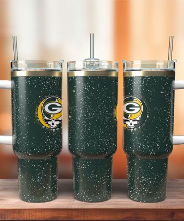 Grateful Dead X Green Bay Packers Nfl Custom Stanley Quencher 40Oz Stainless Steel Tumbler With Handle