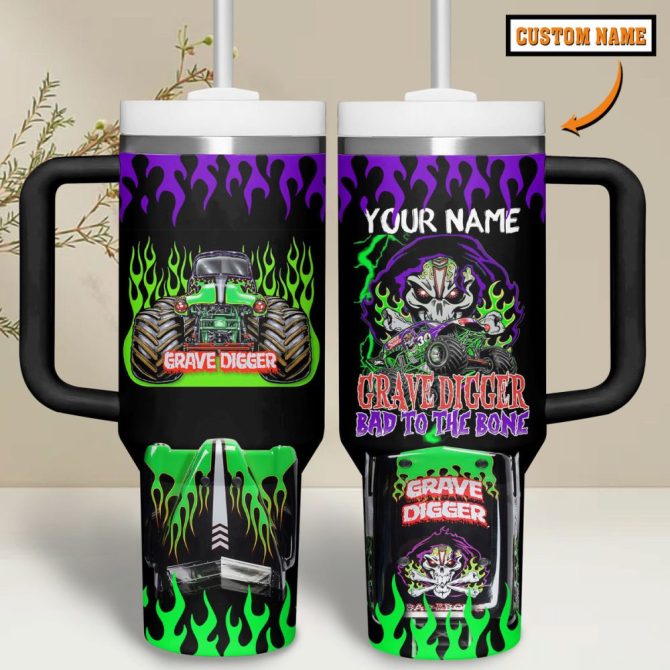 Grave Digger Movies Custom Stanley Quencher 40Oz Stainless Steel Tumbler - Image 4