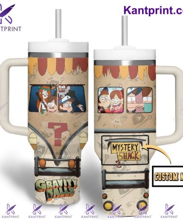 Gravity Falls On Bus Cartoon Custom Stanley Quencher 40Oz Stainless Steel Tumbler With Handle