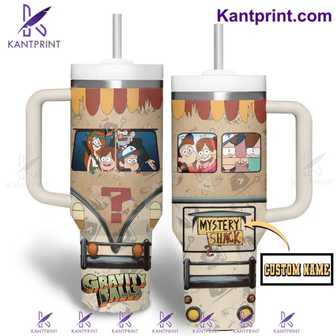 Gravity Falls On Bus Cartoon Custom Stanley Quencher 40Oz Stainless Steel Tumbler With Handle