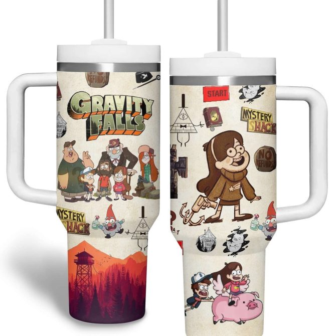 Gravity Falls Tv Series Custom Stanley Quencher 40Oz Stainless Steel Tumbler