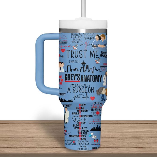 Gray #8217;S Anatomy Movies Custom Stanley Quencher 40Oz Stainless Steel Tumbler - Image 4