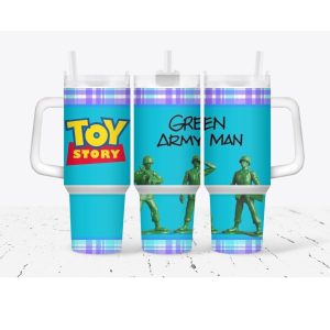 Green Army Men Toy Story Cartoon Custom Stanley Quencher 40Oz Stainless Steel Tumbler With Handle