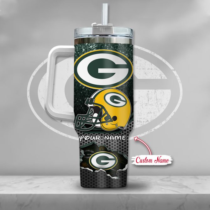 Green Bay Packers Nfl Custom Stanley Quencher 40Oz Stainless Steel Tumbler With Handle - Image 3