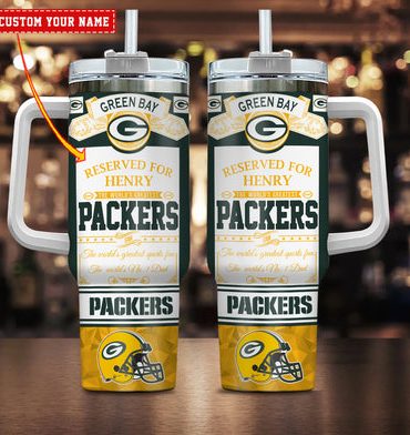 Green Bay Packers Nfl Custom Stanley Quencher 40Oz Stainless Steel Tumbler With Handle