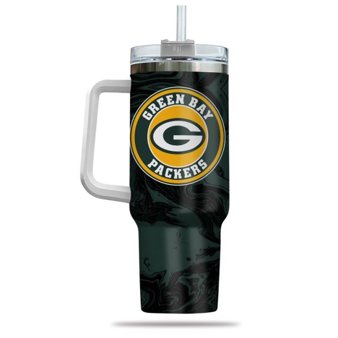 Green Bay Packers Nfl Custom Stanley Quencher 40Oz Stainless Steel Tumbler With Handle - Image 3